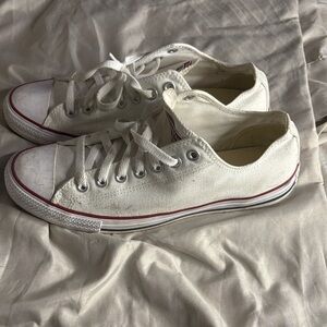 Converse White Canvas Sneakers with Red Accents